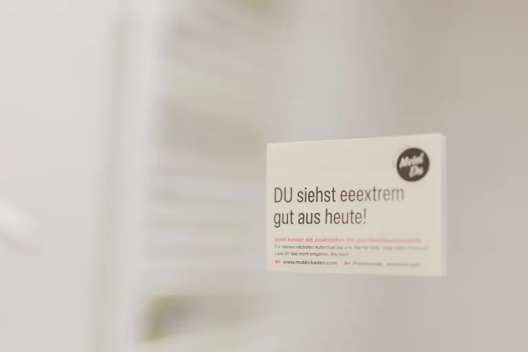 Karte „DU siehst einfach gut aus heute!“ im Motel Baden